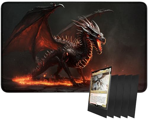 RWUTYTIUL MTG-Kartenspielmatte und 100 Kartenhüllen, 61 x 35,6 cm TCG-Spielmatte, genähte Spielmatte für Commander Board RPG CCG Game Magic The Gathering, Spielmatte, Dragon RWUTYTIUL MTG-Kartenspielmatte und 100 Kartenhüllen, 61 x 35,6 cm TCG-Spielmatte, genähte Spielmatte für Commander Board RPG CCG Game Magic The Gathering, Spielmatte, Dragon von RWUTYTIUL