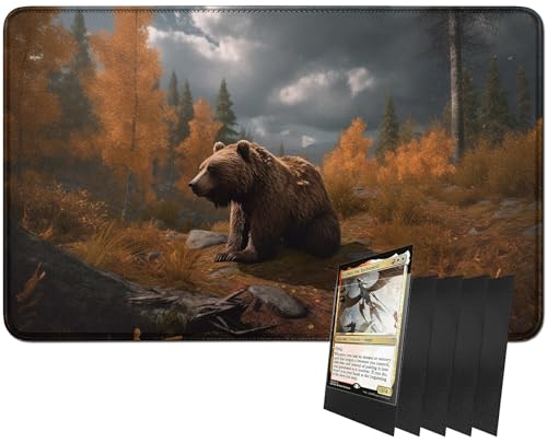 RWUTYTIUL MTG-Kartenspielmatte und 100 Kartenhüllen, 61 x 35,6 cm TCG-Spielmatte, genähte Spielmatte für Commander Board RPG CCG Game Magic The Gathering, Spielmatte, Forest Bbear RWUTYTIUL MTG-Kartenspielmatte und 100 Kartenhüllen, 61 x 35,6 cm TCG-Spielmatte, genähte Spielmatte für Commander Board RPG CCG Game Magic The Gathering, Spielmatte, Forest Bbear von RWUTYTIUL