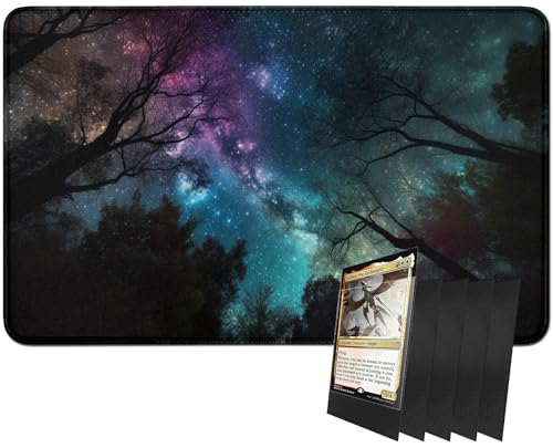 RWUTYTIUL MTG-Kartenspielmatte und 100 Kartenhüllen, 61 x 35,6 cm TCG-Spielmatte, genähte Spielmatte für Commander Board RPG CCG Game Magic The Gathering, Spielmatte, Galaxie RWUTYTIUL MTG-Kartenspielmatte und 100 Kartenhüllen, 61 x 35,6 cm TCG-Spielmatte, genähte Spielmatte für Commander Board RPG CCG Game Magic The Gathering, Spielmatte, Galaxie von RWUTYTIUL