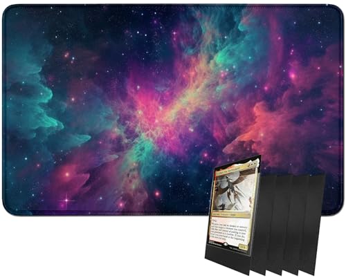 RWUTYTIUL MTG-Kartenspielmatte und 100 Kartenhüllen, 61 x 35,6 cm TCG-Spielmatte, genähte Spielmatte für Commander Board RPG CCG Game Magic The Gathering, Spielmatte, Galaxie RWUTYTIUL MTG-Kartenspielmatte und 100 Kartenhüllen, 61 x 35,6 cm TCG-Spielmatte, genähte Spielmatte für Commander Board RPG CCG Game Magic The Gathering, Spielmatte, Galaxie von RWUTYTIUL