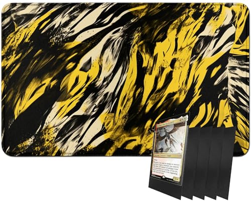 RWUTYTIUL MTG-Kartenspielmatte und 100 Kartenhüllen, 61 x 35,6 cm TCG-Spielmatte, genähte Spielmatte für Commander Board RPG CCG Game Magic The Gathering, Spielmatte, Gelb Marmor RWUTYTIUL MTG-Kartenspielmatte und 100 Kartenhüllen, 61 x 35,6 cm TCG-Spielmatte, genähte Spielmatte für Commander Board RPG CCG Game Magic The Gathering, Spielmatte, Gelb Marmor von RWUTYTIUL