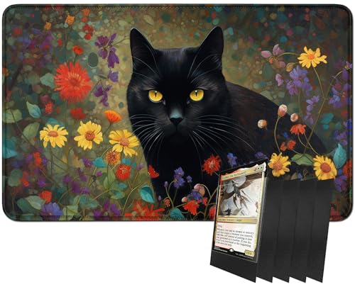 RWUTYTIUL MTG-Kartenspielmatte und 100 Kartenhüllen, 61 x 35,6 cm TCG-Spielmatte, genähte Spielmatte für Commander Board RPG CCG Game Magic The Gathering, Spielmatte, Katzenmuster RWUTYTIUL MTG-Kartenspielmatte und 100 Kartenhüllen, 61 x 35,6 cm TCG-Spielmatte, genähte Spielmatte für Commander Board RPG CCG Game Magic The Gathering, Spielmatte, Katzenmuster von RWUTYTIUL