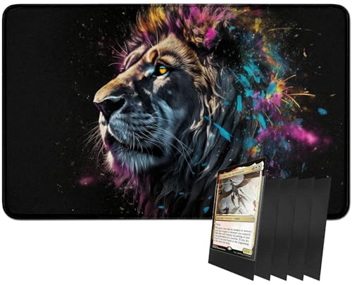 RWUTYTIUL MTG-Kartenspielmatte und 100 Kartenhüllen, 61 x 35,6 cm TCG-Spielmatte, genähte Spielmatte für Commander Board RPG CCG Game Magic The Gathering, Spielmatte, Löwe RWUTYTIUL MTG-Kartenspielmatte und 100 Kartenhüllen, 61 x 35,6 cm TCG-Spielmatte, genähte Spielmatte für Commander Board RPG CCG Game Magic The Gathering, Spielmatte, Löwe von RWUTYTIUL