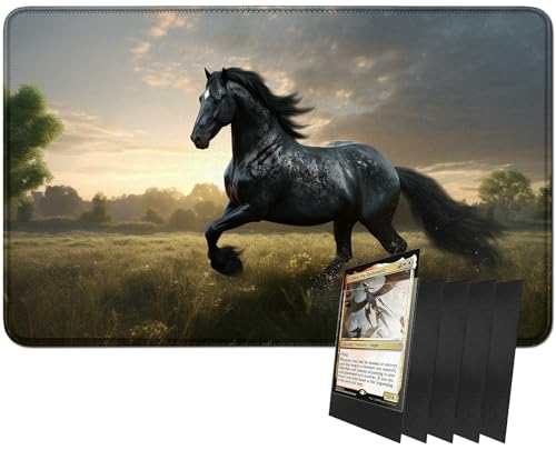 RWUTYTIUL MTG-Kartenspielmatte und 100 Kartenhüllen, 61 x 35,6 cm TCG-Spielmatte, genähte Spielmatte für Commander Board RPG CCG Game Magic The Gathering, Spielmatte, Pferd RWUTYTIUL MTG-Kartenspielmatte und 100 Kartenhüllen, 61 x 35,6 cm TCG-Spielmatte, genähte Spielmatte für Commander Board RPG CCG Game Magic The Gathering, Spielmatte, Pferd von RWUTYTIUL