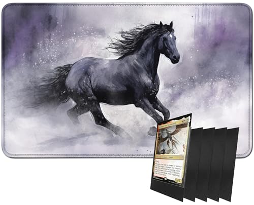 RWUTYTIUL MTG-Kartenspielmatte und 100 Kartenhüllen, 61 x 35,6 cm TCG-Spielmatte, genähte Spielmatte für Commander Board RPG CCG Game Magic The Gathering, Spielmatte, Pferd RWUTYTIUL MTG-Kartenspielmatte und 100 Kartenhüllen, 61 x 35,6 cm TCG-Spielmatte, genähte Spielmatte für Commander Board RPG CCG Game Magic The Gathering, Spielmatte, Pferd von RWUTYTIUL