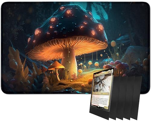 RWUTYTIUL MTG-Kartenspielmatte und 100 Kartenhüllen, 61 x 35,6 cm TCG-Spielmatte, genähte Spielmatte für Commander Board RPG CCG Game Magic The Gathering, Spielmatte, Pilz RWUTYTIUL MTG-Kartenspielmatte und 100 Kartenhüllen, 61 x 35,6 cm TCG-Spielmatte, genähte Spielmatte für Commander Board RPG CCG Game Magic The Gathering, Spielmatte, Pilz von RWUTYTIUL