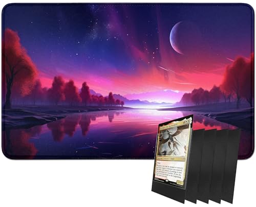 RWUTYTIUL MTG-Kartenspielmatte und 100 Kartenhüllen, 61 x 35,6 cm TCG-Spielmatte, genähte Spielmatte für Commander Board RPG CCG Game Magic The Gathering, Spielmatte, Rosa Galaxie RWUTYTIUL MTG-Kartenspielmatte und 100 Kartenhüllen, 61 x 35,6 cm TCG-Spielmatte, genähte Spielmatte für Commander Board RPG CCG Game Magic The Gathering, Spielmatte, Rosa Galaxie von RWUTYTIUL