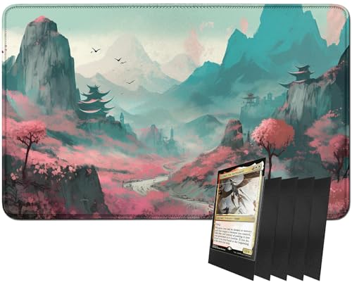 RWUTYTIUL MTG-Kartenspielmatte und 100 Kartenhüllen, 61 x 35,6 cm TCG-Spielmatte, genähte Spielmatte für Commander Board RPG CCG Game Magic The Gathering, Spielmatte, Rosa Wald RWUTYTIUL MTG-Kartenspielmatte und 100 Kartenhüllen, 61 x 35,6 cm TCG-Spielmatte, genähte Spielmatte für Commander Board RPG CCG Game Magic The Gathering, Spielmatte, Rosa Wald von RWUTYTIUL