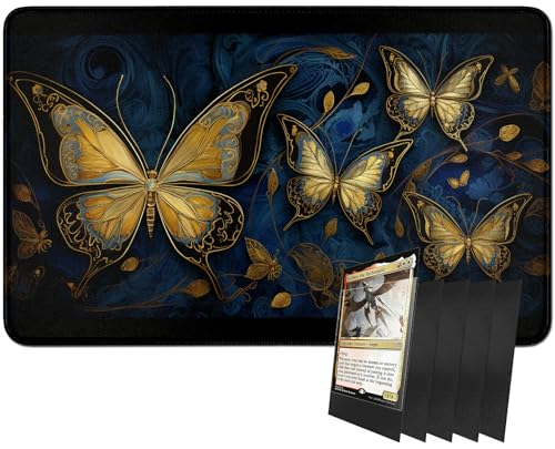RWUTYTIUL MTG-Kartenspielmatte und 100 Kartenhüllen, 61 x 35,6 cm TCG-Spielmatte, genähte Spielmatte für Commander Board RPG CCG Game Magic The Gathering, Spielmatte, Schmetterling RWUTYTIUL MTG-Kartenspielmatte und 100 Kartenhüllen, 61 x 35,6 cm TCG-Spielmatte, genähte Spielmatte für Commander Board RPG CCG Game Magic The Gathering, Spielmatte, Schmetterling von RWUTYTIUL