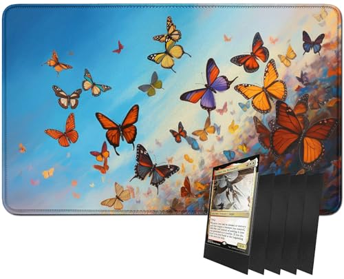 RWUTYTIUL MTG-Kartenspielmatte und 100 Kartenhüllen, 61 x 35,6 cm TCG-Spielmatte, genähte Spielmatte für Commander Board RPG CCG Game Magic The Gathering, Spielmatte, Schmetterling RWUTYTIUL MTG-Kartenspielmatte und 100 Kartenhüllen, 61 x 35,6 cm TCG-Spielmatte, genähte Spielmatte für Commander Board RPG CCG Game Magic The Gathering, Spielmatte, Schmetterling von RWUTYTIUL