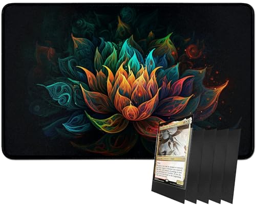 RWUTYTIUL MTG-Kartenspielmatte und 100 Kartenhüllen, 61 x 35,6 cm TCG-Spielmatte, genähte Spielmatte für Commander Board RPG CCG Game Magic The Gathering, Spielmatte, Snow Lotus RWUTYTIUL MTG-Kartenspielmatte und 100 Kartenhüllen, 61 x 35,6 cm TCG-Spielmatte, genähte Spielmatte für Commander Board RPG CCG Game Magic The Gathering, Spielmatte, Snow Lotus von RWUTYTIUL