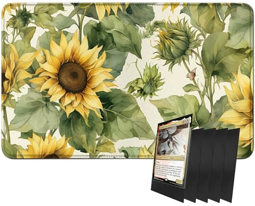 RWUTYTIUL MTG-Kartenspielmatte und 100 Kartenhüllen, 61 x 35,6 cm TCG-Spielmatte, genähte Spielmatte für Commander Board RPG CCG Game Magic The Gathering, Spielmatte, Sonnenblume RWUTYTIUL MTG-Kartenspielmatte und 100 Kartenhüllen, 61 x 35,6 cm TCG-Spielmatte, genähte Spielmatte für Commander Board RPG CCG Game Magic The Gathering, Spielmatte, Sonnenblume von RWUTYTIUL