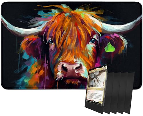 RWUTYTIUL MTG-Kartenspielmatte und 100 Kartenhüllen, 61 x 35,6 cm TCG-Spielmatte, genähte Spielmatte für Commander Board RPG CCG Game Magic The Gathering, Spielmatte, Stier RWUTYTIUL MTG-Kartenspielmatte und 100 Kartenhüllen, 61 x 35,6 cm TCG-Spielmatte, genähte Spielmatte für Commander Board RPG CCG Game Magic The Gathering, Spielmatte, Stier von RWUTYTIUL