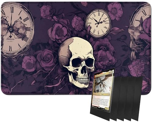 RWUTYTIUL MTG-Kartenspielmatte und 100 Kartenhüllen, 61 x 35,6 cm TCG-Spielmatte, genähte Spielmatte für Commander Board RPG CCG Game Magic The Gathering, Spielmatte, Totenkopf RWUTYTIUL MTG-Kartenspielmatte und 100 Kartenhüllen, 61 x 35,6 cm TCG-Spielmatte, genähte Spielmatte für Commander Board RPG CCG Game Magic The Gathering, Spielmatte, Totenkopf von RWUTYTIUL