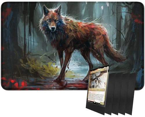 RWUTYTIUL MTG-Kartenspielmatte und 100 Kartenhüllen, 61 x 35,6 cm TCG-Spielmatte, genähte Spielmatte für Commander Board RPG CCG Game Magic The Gathering, Spielmatte, Wolves RWUTYTIUL MTG-Kartenspielmatte und 100 Kartenhüllen, 61 x 35,6 cm TCG-Spielmatte, genähte Spielmatte für Commander Board RPG CCG Game Magic The Gathering, Spielmatte, Wolves von RWUTYTIUL