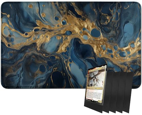 RWUTYTIUL MTG-Kartenspielmatte und 100 Kartenhüllen, 61 x 35,6 cm TCG-Spielmatte, genähte Spielmatte für Commander Board RPG CCG Game Magic The Gathering, Spielmatte, blauer Marmor RWUTYTIUL MTG-Kartenspielmatte und 100 Kartenhüllen, 61 x 35,6 cm TCG-Spielmatte, genähte Spielmatte für Commander Board RPG CCG Game Magic The Gathering, Spielmatte, blauer Marmor von RWUTYTIUL