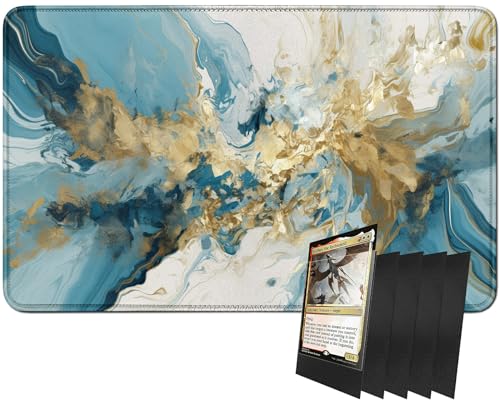 RWUTYTIUL MTG-Kartenspielmatte und 100 Kartenhüllen, 61 x 35,6 cm TCG-Spielmatte, genähte Spielmatte für Commander Board RPG CCG Game Magic The Gathering, Spielmatte, blauer Marmor RWUTYTIUL MTG-Kartenspielmatte und 100 Kartenhüllen, 61 x 35,6 cm TCG-Spielmatte, genähte Spielmatte für Commander Board RPG CCG Game Magic The Gathering, Spielmatte, blauer Marmor von RWUTYTIUL