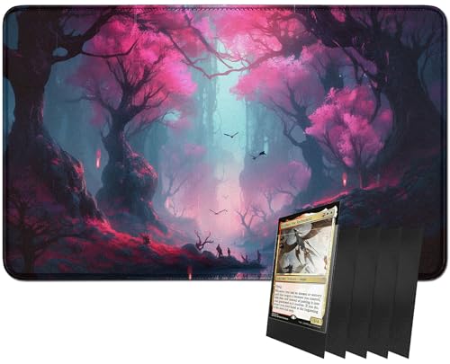 RWUTYTIUL MTG-Kartenspielmatte und 100 Kartenhüllen, 61 x 35,6 cm TCG-Spielmatte, genähte Spielmatte für Commander Board RPG CCG Game Magic The Gathering, Spielmatte, rosa Baum RWUTYTIUL MTG-Kartenspielmatte und 100 Kartenhüllen, 61 x 35,6 cm TCG-Spielmatte, genähte Spielmatte für Commander Board RPG CCG Game Magic The Gathering, Spielmatte, rosa Baum von RWUTYTIUL