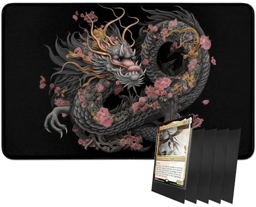 RWUTYTIUL MTG-Kartenspielmatte und 100 Kartenhüllen, 61 x 35,6 cm TCG-Spielmatte, genähte Spielmatte für Commander Board RPG CCG Game Magic The Gathering, Spielmatte, rosa Drache RWUTYTIUL MTG-Kartenspielmatte und 100 Kartenhüllen, 61 x 35,6 cm TCG-Spielmatte, genähte Spielmatte für Commander Board RPG CCG Game Magic The Gathering, Spielmatte, rosa Drache von RWUTYTIUL