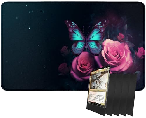 RWUTYTIUL MTG-Kartenspielmatte und 100 Kartenhüllen, 61 x 35,6 cm TCG-Spielmatte, genähte Spielmatte für Commander Board RPG CCG Game Magic The Gathering, Spielmatte RWUTYTIUL MTG-Kartenspielmatte und 100 Kartenhüllen, 61 x 35,6 cm TCG-Spielmatte, genähte Spielmatte für Commander Board RPG CCG Game Magic The Gathering, Spielmatte von RWUTYTIUL