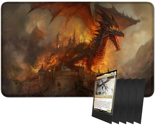 RWUTYTIUL MTG-Kartenspielmatte und 100 Kartenhüllen, 61 x 35,6 cm TCG-Spielmatte, genähte Spielmatte für Commander Board RPG CCG Game Magic The Gathering, Spielmatte RWUTYTIUL MTG-Kartenspielmatte und 100 Kartenhüllen, 61 x 35,6 cm TCG-Spielmatte, genähte Spielmatte für Commander Board RPG CCG Game Magic The Gathering, Spielmatte von RWUTYTIUL