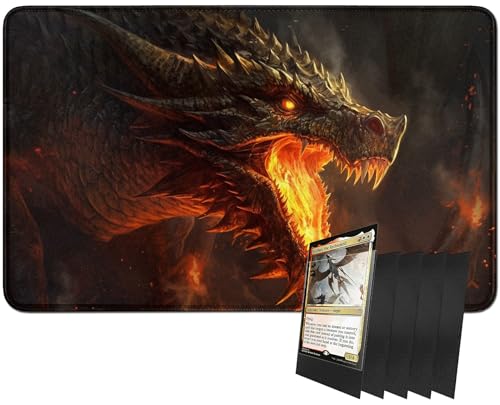 RWUTYTIUL MTG-Kartenspielmatte und 100 Kartenhüllen, 61 x 35,6 cm TCG-Spielmatte, genähte Spielmatte für Commander Board RPG CCG Game Magic The Gathering, Spielmatte RWUTYTIUL MTG-Kartenspielmatte und 100 Kartenhüllen, 61 x 35,6 cm TCG-Spielmatte, genähte Spielmatte für Commander Board RPG CCG Game Magic The Gathering, Spielmatte von RWUTYTIUL
