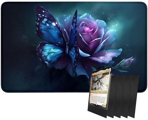 RWUTYTIUL MTG-Kartenspielmatte und 100 Kartenhüllen, 61 x 35,6 cm TCG-Spielmatte, genähte Spielmatte für Commander Board RPG CCG Game Magic The Gathering, Spielmatte RWUTYTIUL MTG-Kartenspielmatte und 100 Kartenhüllen, 61 x 35,6 cm TCG-Spielmatte, genähte Spielmatte für Commander Board RPG CCG Game Magic The Gathering, Spielmatte von RWUTYTIUL