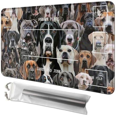 RWUTYTIUL Mops-Karten-Spielmatte, 61 x 35,6 cm, mit Tube-Tasche, Kartenspielmatte mit Zonen, Commander-Deckbrett, MTG, RPG, CCG, TCG, Kartenspiel, Schreibtischunterlage für Anfänger RWUTYTIUL Mops-Karten-Spielmatte, 61 x 35,6 cm, mit Tube-Tasche, Kartenspielmatte mit Zonen, Commander-Deckbrett, MTG, RPG, CCG, TCG, Kartenspiel, Schreibtischunterlage für Anfänger von RWUTYTIUL