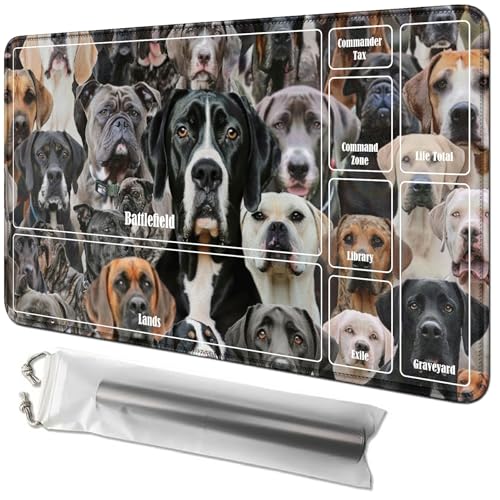 RWUTYTIUL Mops-Karten-Spielmatte, 61 x 35,6 cm, mit Tube-Tasche, Kartenspielmatte mit Zonen, Commander-Deckbrett, MTG, RPG, CCG, TCG, Kartenspiel, Schreibtischunterlage für Anfänger RWUTYTIUL Mops-Karten-Spielmatte, 61 x 35,6 cm, mit Tube-Tasche, Kartenspielmatte mit Zonen, Commander-Deckbrett, MTG, RPG, CCG, TCG, Kartenspiel, Schreibtischunterlage für Anfänger von RWUTYTIUL
