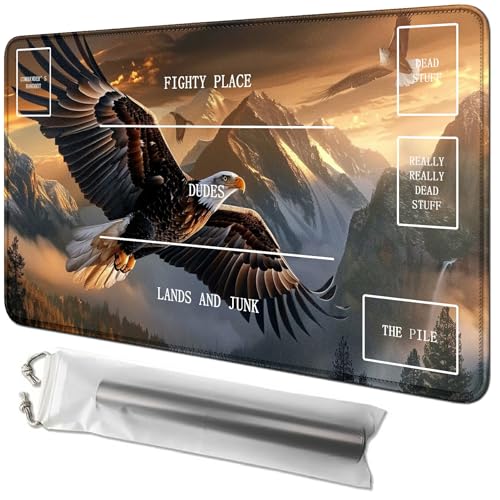 RWUTYTIUL Mountain Eagle Kartenspielmatte, 61 x 35,6 cm, mit Tube-Tasche, Kartenspiel, Spielmatte mit Zonen, Kommandantendeckbrett, MTG, RPG, CCG, TCG, Kartenspiel, Schreibtischunterlage für Anfänger RWUTYTIUL Mountain Eagle Kartenspielmatte, 61 x 35,6 cm, mit Tube-Tasche, Kartenspiel, Spielmatte mit Zonen, Kommandantendeckbrett, MTG, RPG, CCG, TCG, Kartenspiel, Schreibtischunterlage für Anfänger von RWUTYTIUL