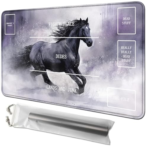RWUTYTIUL Pferde-Karten-Spielmatte, 61 x 35,6 cm, mit Tube-Tasche, Kartenspielmatte mit Zonen, Commander-Deckbrett, MTG, RPG, CCG, TCG, Kartenspiel, Schreibtischunterlage für Anfänger RWUTYTIUL Pferde-Karten-Spielmatte, 61 x 35,6 cm, mit Tube-Tasche, Kartenspielmatte mit Zonen, Commander-Deckbrett, MTG, RPG, CCG, TCG, Kartenspiel, Schreibtischunterlage für Anfänger von RWUTYTIUL