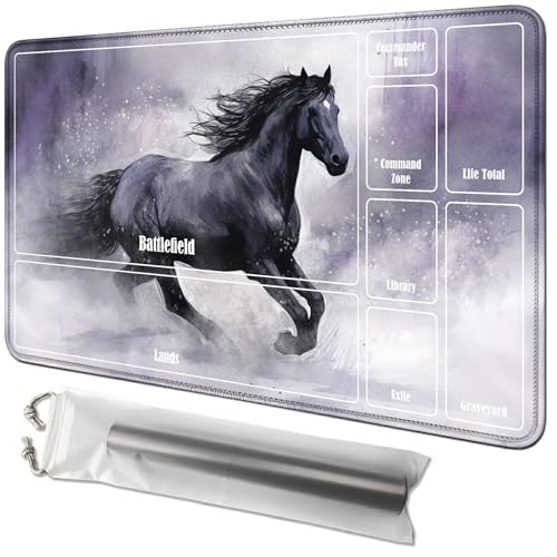 RWUTYTIUL Pferdekarten-Spielmatte, 61 x 35,6 cm, mit Playmat-Tasche, Kartenspiel-Spielmatte mit Zonen, Kommandanten-Deckbrett, MTG, RPG, CCG, TCG, Kartenspiel, Schreibtischmatten für Anfänger RWUTYTIUL Pferdekarten-Spielmatte, 61 x 35,6 cm, mit Playmat-Tasche, Kartenspiel-Spielmatte mit Zonen, Kommandanten-Deckbrett, MTG, RPG, CCG, TCG, Kartenspiel, Schreibtischmatten für Anfänger von RWUTYTIUL