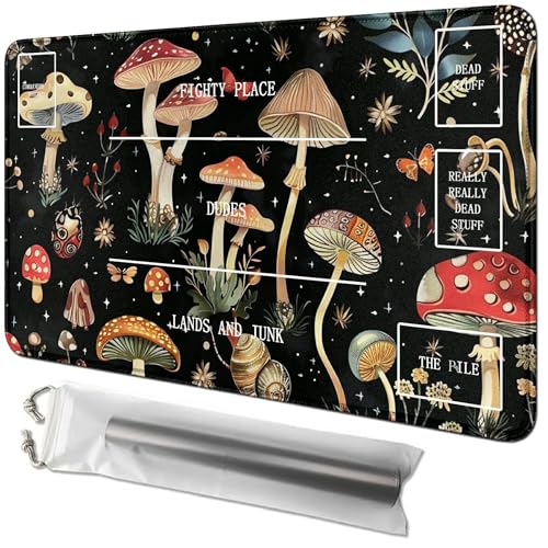 RWUTYTIUL Pilzkarten-Spielmatte, 61 x 35,6 cm, mit Tube-Tasche, Kartenspielbrett mit Zonen, Kommandantendeck, MTG, RPG, CCG, TCG, Kartenspiel, Schreibtischunterlage für Anfänger RWUTYTIUL Pilzkarten-Spielmatte, 61 x 35,6 cm, mit Tube-Tasche, Kartenspielbrett mit Zonen, Kommandantendeck, MTG, RPG, CCG, TCG, Kartenspiel, Schreibtischunterlage für Anfänger von RWUTYTIUL