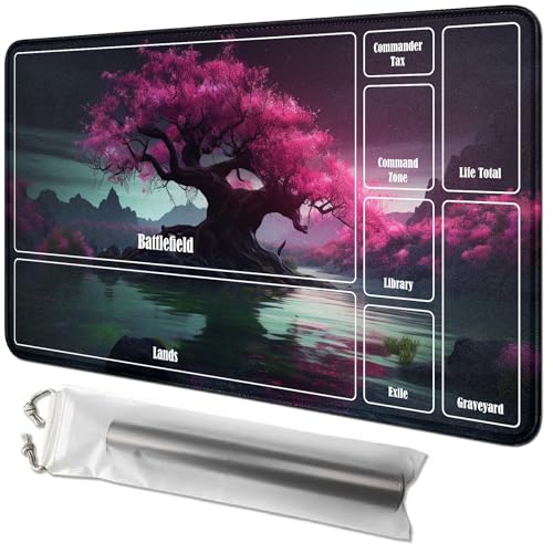 RWUTYTIUL Pink Tree Karten-Spielmatte, 61 x 35,6 cm, mit Playmat-Schlauchtasche, Kartenspiel-Spielmatte mit Zonen, Commander-Deckbrett, MTG, RPG, CCG, TCG, Kartenspiel, Schreibtischmatten für Anfänger RWUTYTIUL Pink Tree Karten-Spielmatte, 61 x 35,6 cm, mit Playmat-Schlauchtasche, Kartenspiel-Spielmatte mit Zonen, Commander-Deckbrett, MTG, RPG, CCG, TCG, Kartenspiel, Schreibtischmatten für Anfänger von RWUTYTIUL