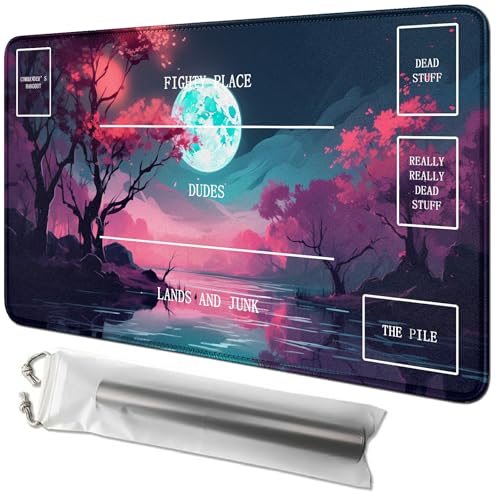 RWUTYTIUL Pink Tree Moon Karten-Spielmatte, 61 x 35,6 cm, mit Playmat-Schlauchtasche, Kartenspiel-Spielmatte mit Zonen, Kommandantendeckbrett, MTG, RPG, CCG, TCG, Kartenspiel, Schreibtischmatten für RWUTYTIUL Pink Tree Moon Karten-Spielmatte, 61 x 35,6 cm, mit Playmat-Schlauchtasche, Kartenspiel-Spielmatte mit Zonen, Kommandantendeckbrett, MTG, RPG, CCG, TCG, Kartenspiel, Schreibtischmatten für von RWUTYTIUL