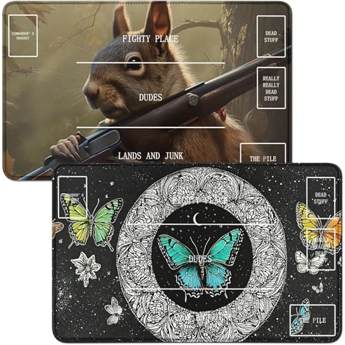 RWUTYTIUL Playmat für Black Butterfly MTG-Karte, Spielmatte und Eichhörnchen, 2-teiliges Set, 61 x 35,6 cm, genähte Spielmatte für Commander-Board, TCG, RPG, CCG, Spielmatte für Kartenspiel RWUTYTIUL Playmat für Black Butterfly MTG-Karte, Spielmatte und Eichhörnchen, 2-teiliges Set, 61 x 35,6 cm, genähte Spielmatte für Commander-Board, TCG, RPG, CCG, Spielmatte für Kartenspiel von RWUTYTIUL