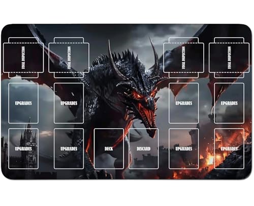 RWUTYTIUL Playmat für Magic The Gathering Zubehör, 61 x 35,6 cm, genähte Spielmatte für Commander-Board MTG RPG CCG TCG Kartenspiel, Schreibtischunterlagen, Dragon Cool RWUTYTIUL Playmat für Magic The Gathering Zubehör, 61 x 35,6 cm, genähte Spielmatte für Commander-Board MTG RPG CCG TCG Kartenspiel, Schreibtischunterlagen, Dragon Cool von RWUTYTIUL