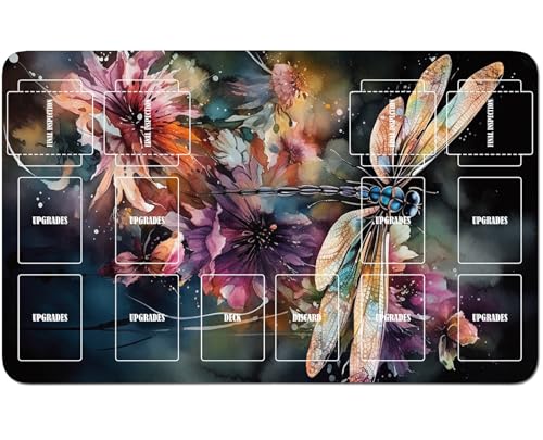 RWUTYTIUL Playmat für Magic The Gathering Zubehör, 61 x 35 cm, genähte Spielmatte für Commander-Board, MTG, RPG, CCG, TCG, Kartenspiel, Schreibtischunterlagen, Libelle RWUTYTIUL Playmat für Magic The Gathering Zubehör, 61 x 35 cm, genähte Spielmatte für Commander-Board, MTG, RPG, CCG, TCG, Kartenspiel, Schreibtischunterlagen, Libelle von RWUTYTIUL