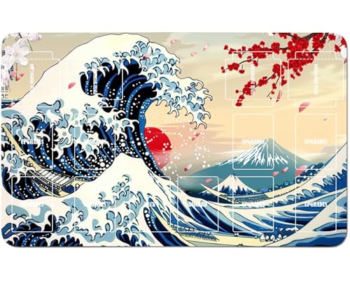 RWUTYTIUL Playmat für Magic The Gathering Zubehör, 61 x 35 cm, genähte Spielmatte für Commander-Board, MTG, RPG, CCG, TCG, Kartenspiel, Schreibtischunterlagen, Ozeane von RWUTYTIUL
