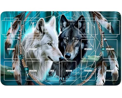 RWUTYTIUL Playmat für Magic The Gathering Zubehör, 61 x 35 cm, genähte Spielmatte für Commander-Board, MTG, RPG, CCG, TCG, Kartenspiel, Schreibtischunterlagen, Wolf RWUTYTIUL Playmat für Magic The Gathering Zubehör, 61 x 35 cm, genähte Spielmatte für Commander-Board, MTG, RPG, CCG, TCG, Kartenspiel, Schreibtischunterlagen, Wolf von RWUTYTIUL