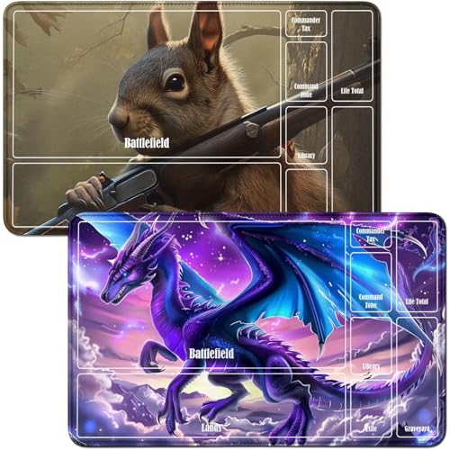 RWUTYTIUL Playmat für Purple Dragon Galaxy, MTG-Karte, Spielmatte und Eichhörnchen, 2-teiliges Set, 61 x 35,6 cm, genähte Spielmatte für Commander-Board, TCG, RPG, CCG, Spielmatte für Kartenspiel RWUTYTIUL Playmat für Purple Dragon Galaxy, MTG-Karte, Spielmatte und Eichhörnchen, 2-teiliges Set, 61 x 35,6 cm, genähte Spielmatte für Commander-Board, TCG, RPG, CCG, Spielmatte für Kartenspiel von RWUTYTIUL