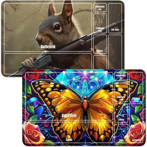 RWUTYTIUL Playmat für Schmetterlinge, MTG-Karte, Spielmatte und Eichhörnchen, 2-teiliges Set, 61 x 35,6 cm, genähte Spielmatte für Commander-Board, TCG, RPG, CCG, Spielmatte für Kartenspiel RWUTYTIUL Playmat für Schmetterlinge, MTG-Karte, Spielmatte und Eichhörnchen, 2-teiliges Set, 61 x 35,6 cm, genähte Spielmatte für Commander-Board, TCG, RPG, CCG, Spielmatte für Kartenspiel von RWUTYTIUL