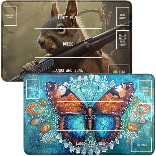 RWUTYTIUL Playmat & Eichhörnchen, Spielmatte, Schreibtischunterlage, 2-teiliges Set, 61 x 35,6 cm, genähte Spielmatte für Commander-Board, TCG, CCG, Spielmatte für Kartenspiel, Spielzubehör RWUTYTIUL Playmat & Eichhörnchen, Spielmatte, Schreibtischunterlage, 2-teiliges Set, 61 x 35,6 cm, genähte Spielmatte für Commander-Board, TCG, CCG, Spielmatte für Kartenspiel, Spielzubehör von RWUTYTIUL