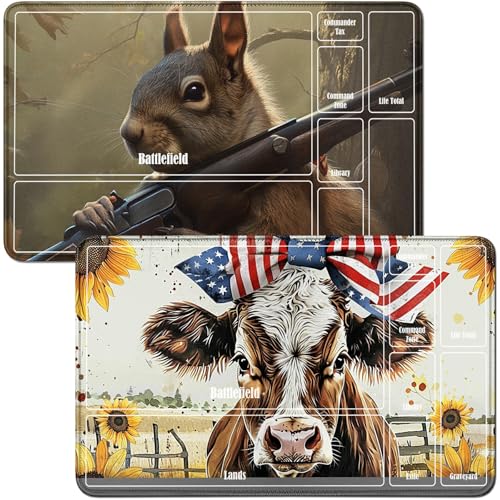 RWUTYTIUL Playmat & Eichhörnchen, Spielmatte, Schreibtischunterlage, 2-teiliges Set, 61 x 35,6 cm, genähte Spielmatte für Commander-Board, TCG, RPG, CCG, Spielmatte für Kartenspiel, Spielzubehör, A RWUTYTIUL Playmat & Eichhörnchen, Spielmatte, Schreibtischunterlage, 2-teiliges Set, 61 x 35,6 cm, genähte Spielmatte für Commander-Board, TCG, RPG, CCG, Spielmatte für Kartenspiel, Spielzubehör, A von RWUTYTIUL