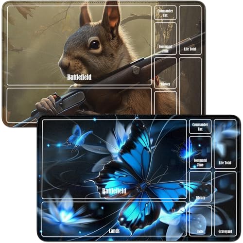 RWUTYTIUL Playmat und Eichhörnchen, Spielmatte, Schreibtischunterlage, 2-teiliges Set, 61 x 35,6 cm, genähte Spielmatte für Commander-Board, TCG, RPG, CCG, Spielmatte für Kartenspiel, Spielzubehör RWUTYTIUL Playmat und Eichhörnchen, Spielmatte, Schreibtischunterlage, 2-teiliges Set, 61 x 35,6 cm, genähte Spielmatte für Commander-Board, TCG, RPG, CCG, Spielmatte für Kartenspiel, Spielzubehör von RWUTYTIUL