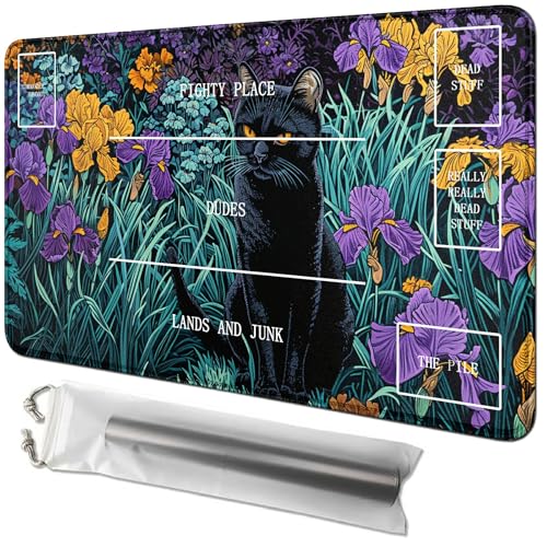 RWUTYTIUL Purple Flower Cat Card Playmat 24 x 14 Inch with Tube Bag, Card Gameplay Playmat with Zones Commander Deck Board MTG RPG CCG TCG Card Game Playing Desk Mat for Beginner RWUTYTIUL Purple Flower Cat Card Playmat 24 x 14 Inch with Tube Bag, Card Gameplay Playmat with Zones Commander Deck Board MTG RPG CCG TCG Card Game Playing Desk Mat for Beginner von RWUTYTIUL