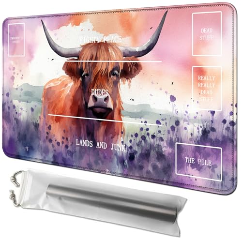 RWUTYTIUL Purple Flower Cow Card Playmat 24 X 14 Inch with Tube Bag, Card Gameplay Playmat with Zones Commander Deck Board MTG RPG CCG TCG Card Game Playing Desk Mat for Beginner RWUTYTIUL Purple Flower Cow Card Playmat 24 X 14 Inch with Tube Bag, Card Gameplay Playmat with Zones Commander Deck Board MTG RPG CCG TCG Card Game Playing Desk Mat for Beginner von RWUTYTIUL