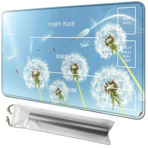 RWUTYTIUL Pusteblumenkarten-Spielmatte, 61 x 35,6 cm, mit Playmat-Röhrentasche, Kartenspiel-Spielmatte mit Zonen, Kommandanten-Deckbrett, MTG, RPG, CCG, TCG, Kartenspiel, Schreibtischmatten für RWUTYTIUL Pusteblumenkarten-Spielmatte, 61 x 35,6 cm, mit Playmat-Röhrentasche, Kartenspiel-Spielmatte mit Zonen, Kommandanten-Deckbrett, MTG, RPG, CCG, TCG, Kartenspiel, Schreibtischmatten für von RWUTYTIUL