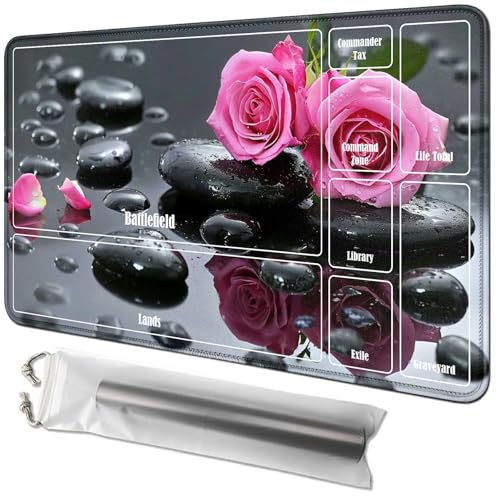 RWUTYTIUL Roses Karten-Spielmatte, 61 x 35,6 cm, mit Tube-Tasche, Kartenspiel-Spielmatte mit Zonen, Commander-Deckbrett, MTG, RPG, CCG, TCG, Kartenspiel, Schreibtischmatten für Anfänger RWUTYTIUL Roses Karten-Spielmatte, 61 x 35,6 cm, mit Tube-Tasche, Kartenspiel-Spielmatte mit Zonen, Commander-Deckbrett, MTG, RPG, CCG, TCG, Kartenspiel, Schreibtischmatten für Anfänger von RWUTYTIUL