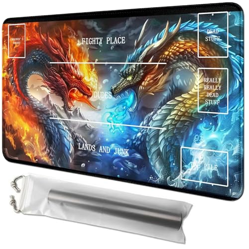 RWUTYTIUL Rot-Blaue Wolf-Karten-Spielmatte, 61 x 35,6 cm, mit Playmat-Tube-Tasche, Kartenspiel-Spielmatte mit Zonen, Kommandanten-Deckbrett, MTG, RPG, CCG, TCG, Kartenspiel, Schreibtischmatten für RWUTYTIUL Rot-Blaue Wolf-Karten-Spielmatte, 61 x 35,6 cm, mit Playmat-Tube-Tasche, Kartenspiel-Spielmatte mit Zonen, Kommandanten-Deckbrett, MTG, RPG, CCG, TCG, Kartenspiel, Schreibtischmatten für von RWUTYTIUL
